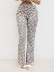 High Rise Retro Geometric Flared Pants