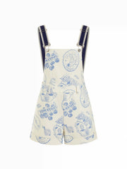 Cotton Color-Blocking Fruit Graphic Mid Rise Romper
