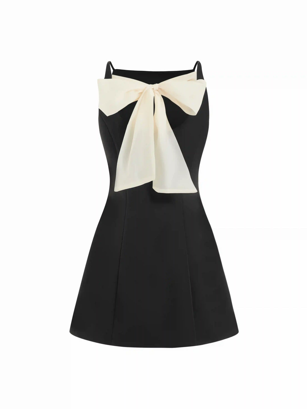 Boat Neck Bowknot A-line Mid Rise Mini Dress
