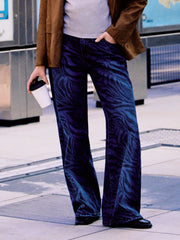 Cider Denim Zebra Striped Low Rise Wide Leg Jeans