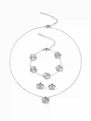 3PCS FLOWER EARRINGS & BRACELET & NECKLACE  SET