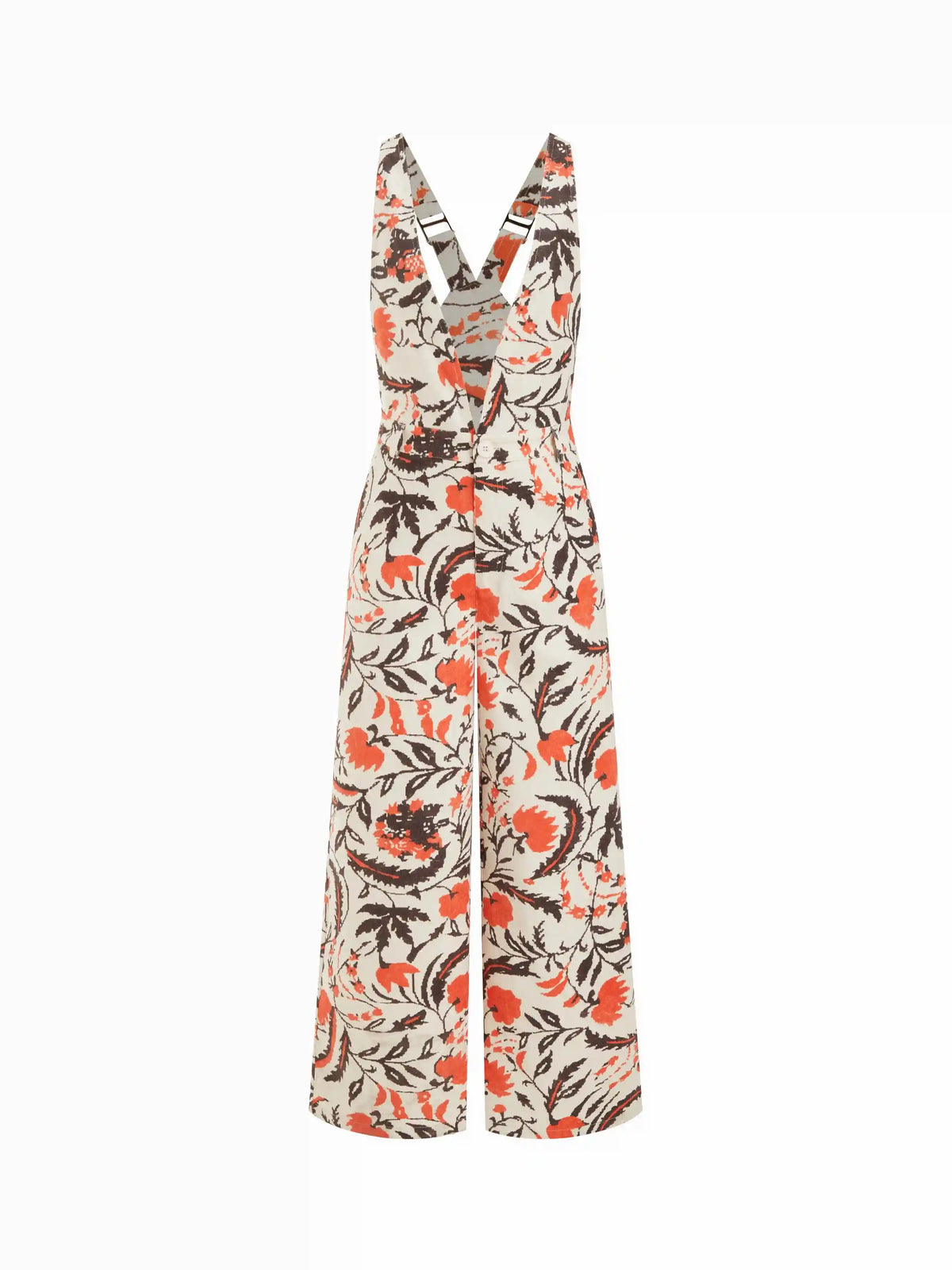 V-neck Floral Wide Leg Overalls
