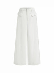 Denim Low Rise  Button Wide Leg Jeans