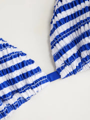 Solid Smocked Triangle Bikini Set