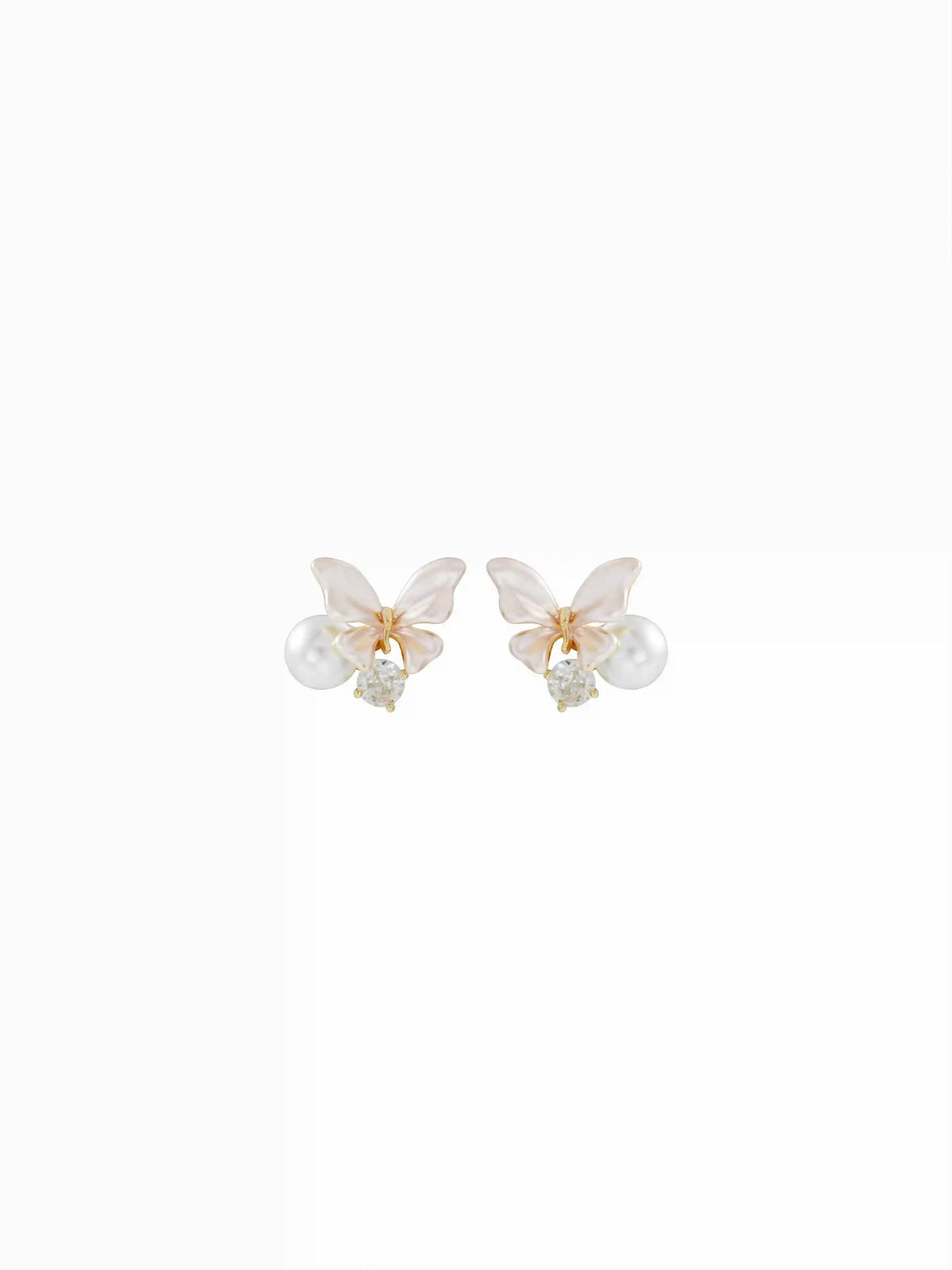BUTTERFLY & RHINESTONE STUD EARRINGS