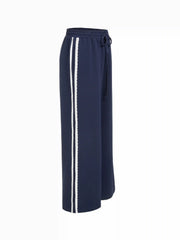 Low Rise Floral Trim Side Stripe Wide Leg Sweatpants