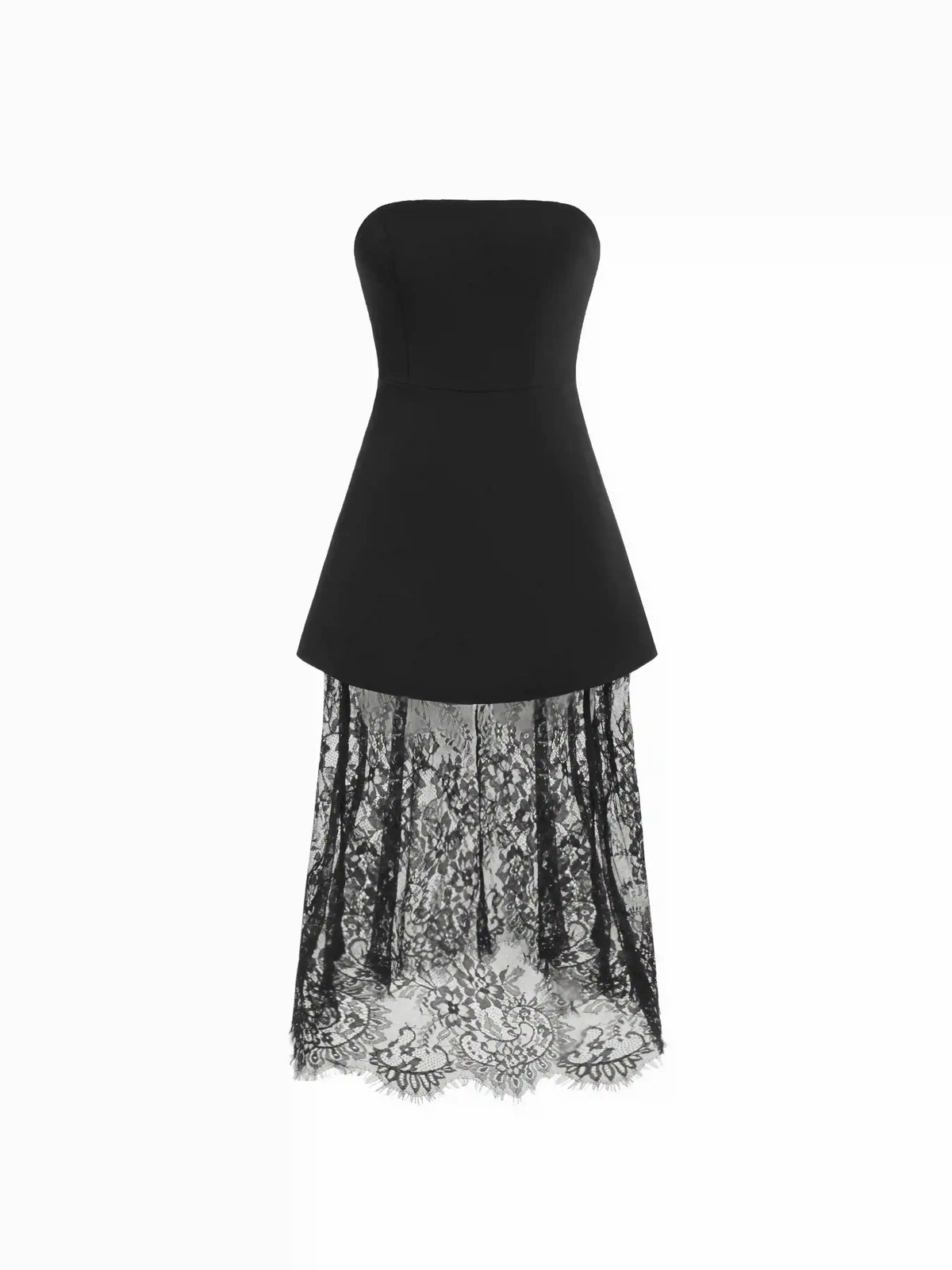 Strapless Lace Panel A-line Maxi Dress