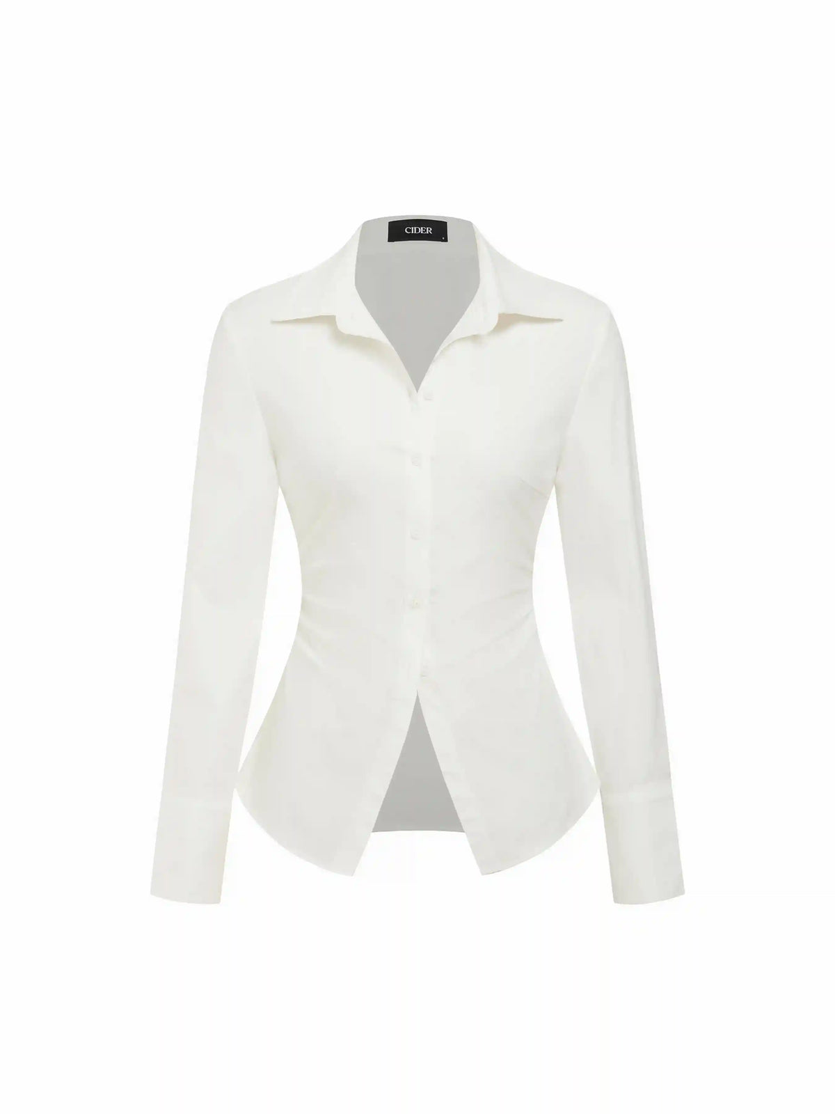 Stretch Cotton-blend Collar Button Long Sleeve Shirt