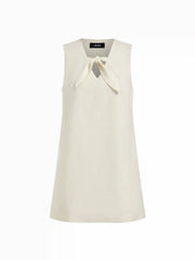 Linen-blend Bowknot Oversized Mini Shift Dress