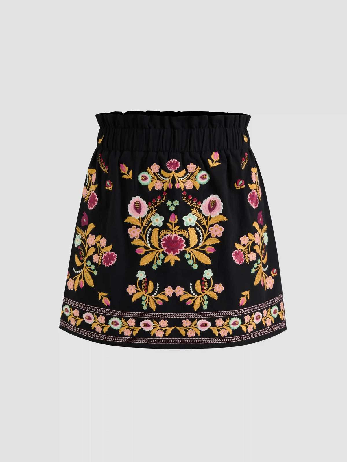 Cotton-blend Mid Rise Aztec Elastic Waist Skort