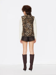 Corduroy Leopard Tie Front Vest