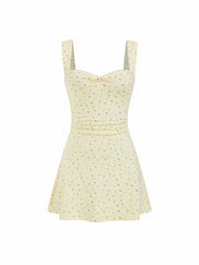 Cotton-blend Sweetheart Ditsy Floral Ruched Mini Dress