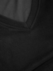 Thermal Cotton-blend V-neck Ruched Cinched Waist Long Sleeve Tee With Removable Bra