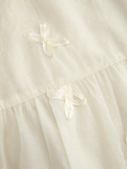 Square Neck Solid Bowknot Babydoll Mini Dress