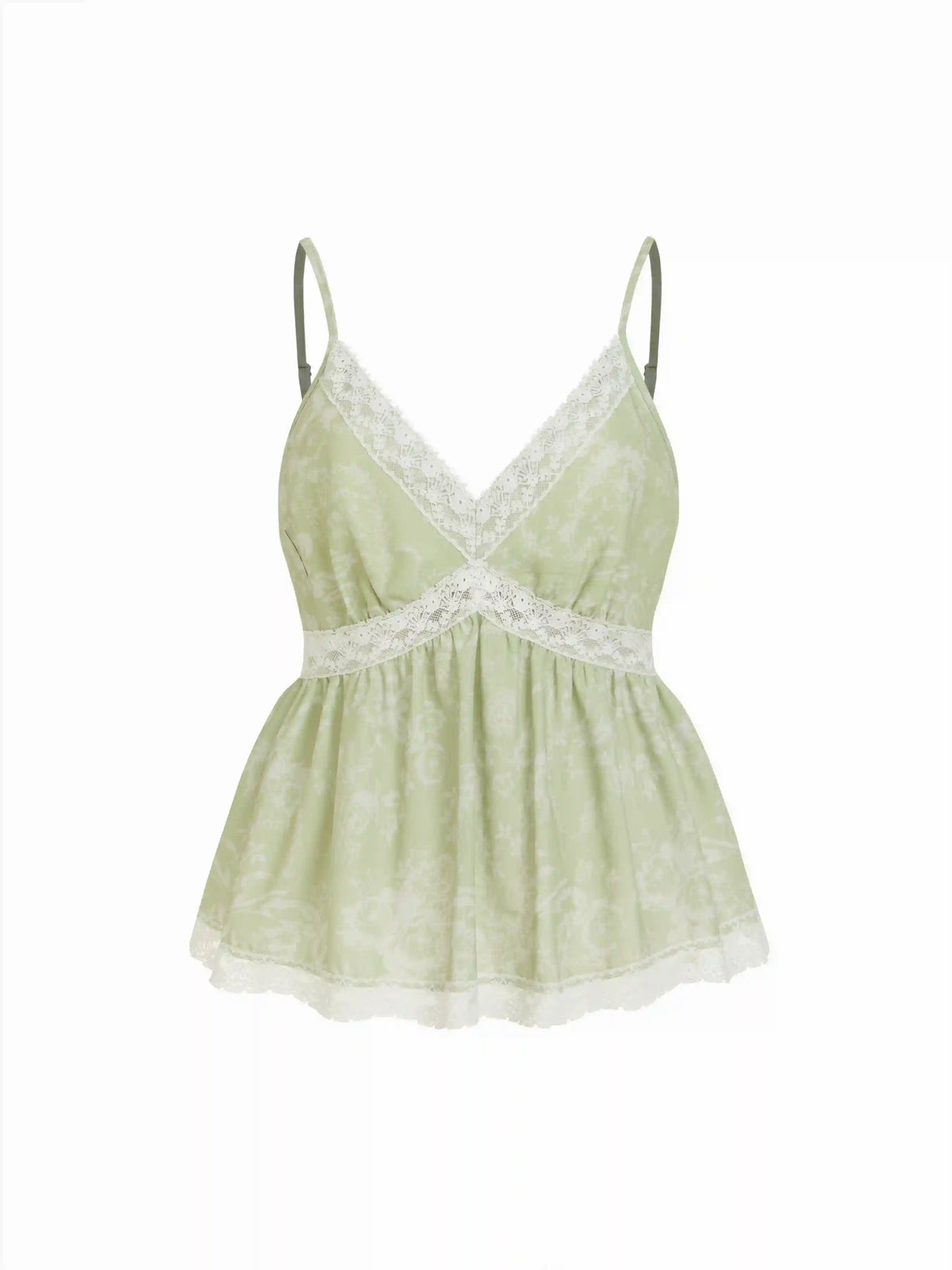 Floral V-Neck Lace Panel Cami Blouse