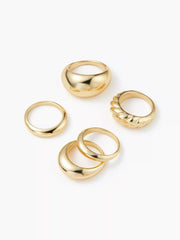 5PCS TWISTED & CROISSANT  RING SET