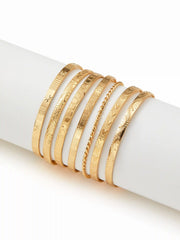 7PCS TEXTURED OPEN BRACELET SET
