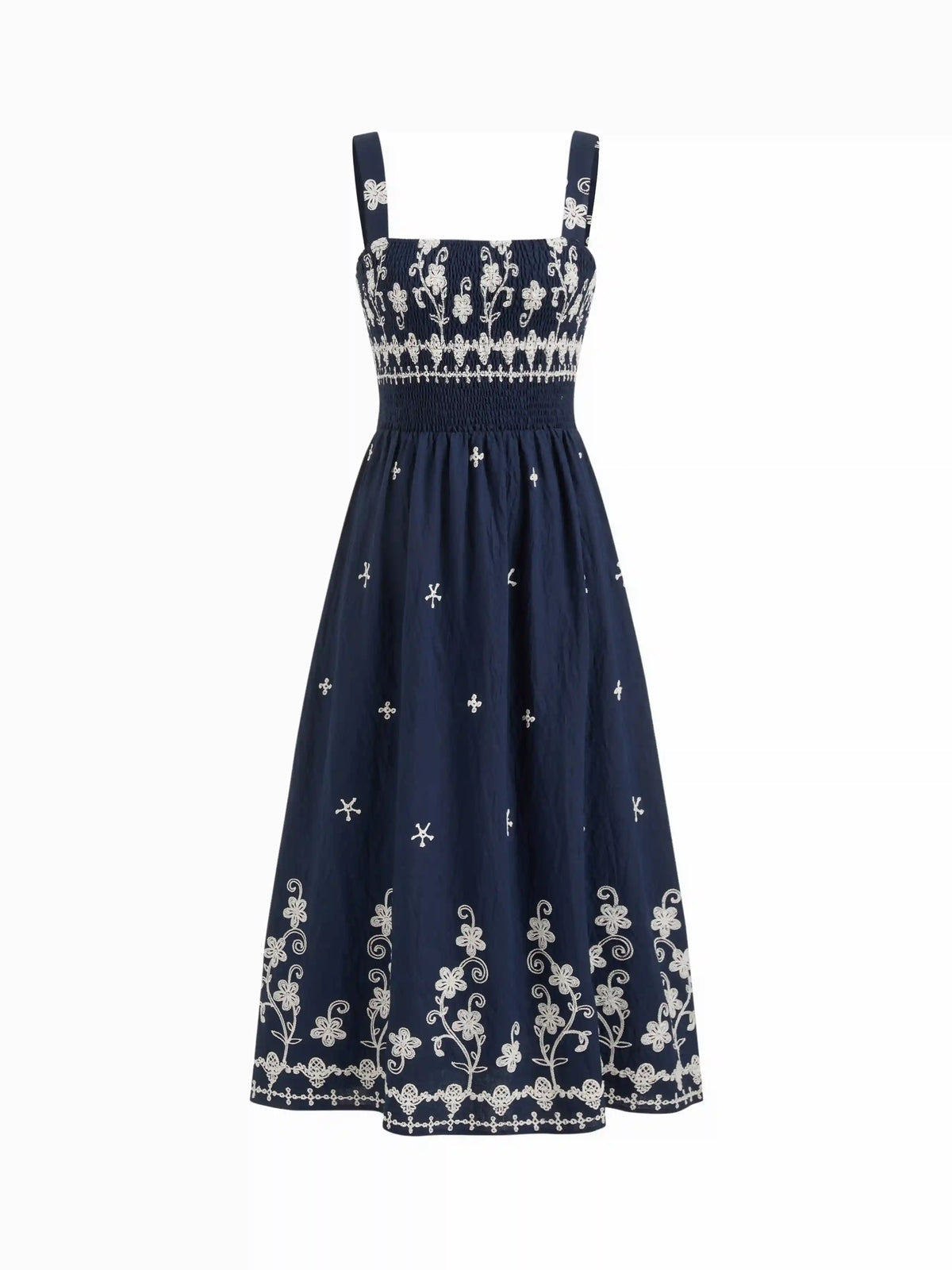 Floral Square Neck Shirred Maxi Dress