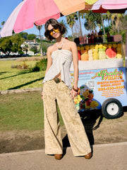Paisley Lace Halter Neck Ruched Beaded Top