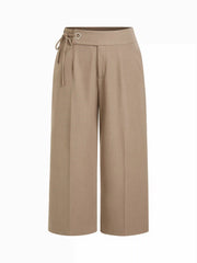 Mid Rise Side Tie Metal Detail Wide Leg Trousers Curve & Plus