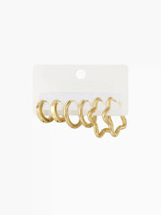 3 PAIRS GEOMETRIC HOOP EARRINGS SET