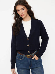 Knit Collar Metal Detail Cardigan