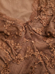 V-Neck Lace mesh Floral Long Sleeve Top
