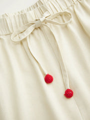 Linen-blend Mid Rise Fruit Applique Shorts Curve & Plus