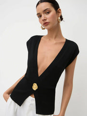 Knit V-Neck Dolman Sleeve Vest