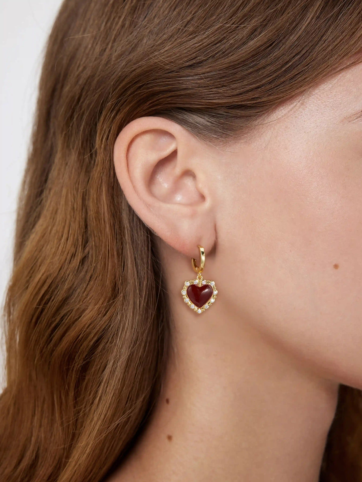 HEART ZIRCON LACE DROP EARRINGS