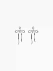 RHINESTONE DECOR BOWKNOT STUD EARRINGS