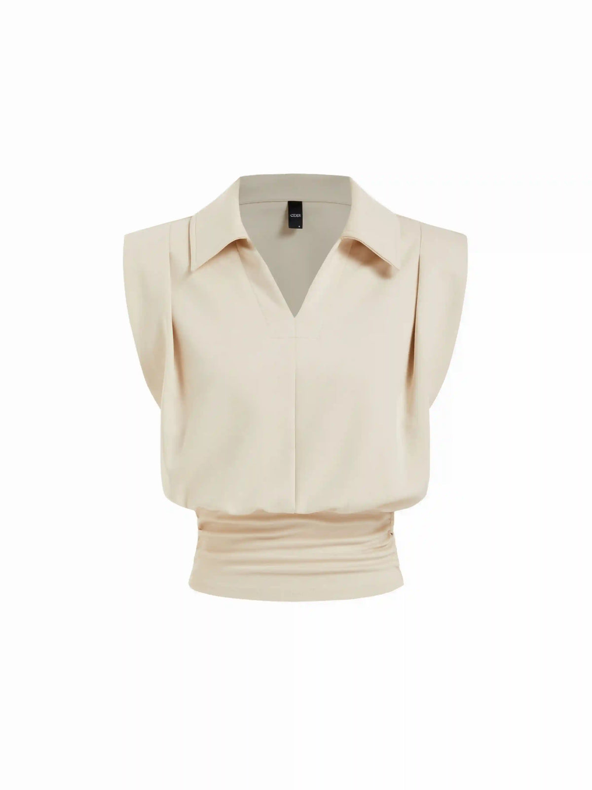 Cotton-blend V-neck Ruched Waist Top