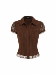 Lace Ruffled Hem Blouse