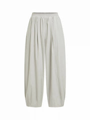 Cotton-blend Mid Rise Ruched Tapered Trousers