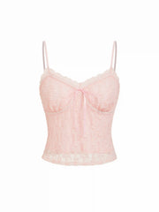 Lace Textured Crop Cami Top