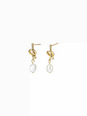 KNOT & BAROQUE FAUX PEARL DROP EARRINGS