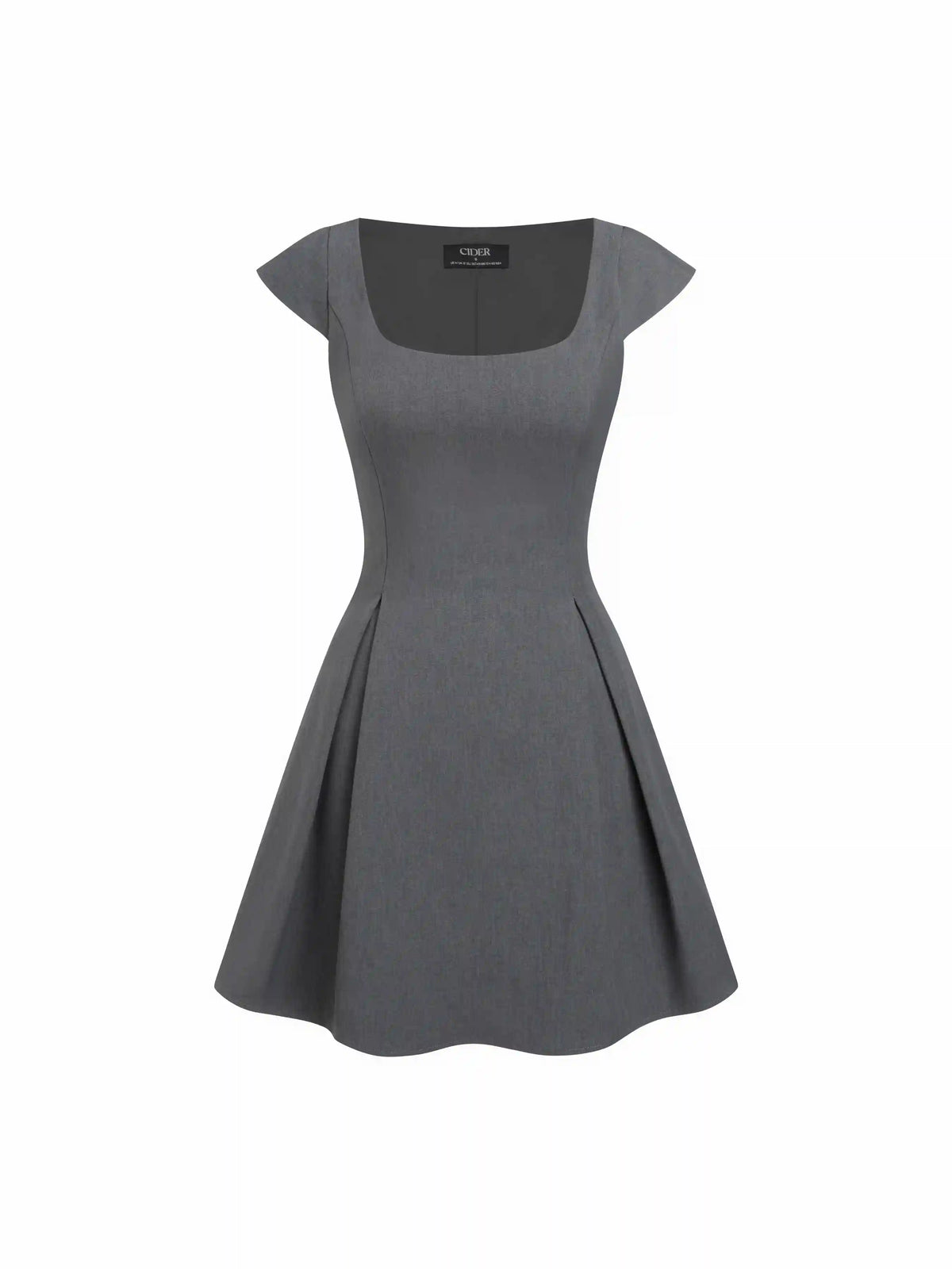 Woven Square Neck Pleated A-line Mini Dress