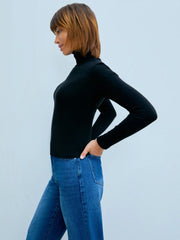 Solid High Neck Jersey Long Sleeve Tee