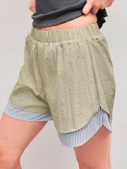 Mid Rise Striped Patched Shorts