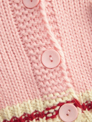 Knit Button Contrasting Binding Vest