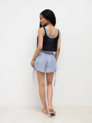Knit Starfish Shell Jellyfish Contrasting Binding Crop Cami Crochet Top