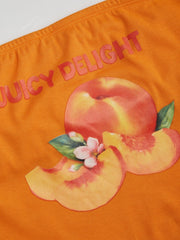 Juicy Delight Peach Graphic Crop Bandeau Top