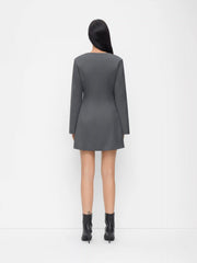 Round Neckline Cut Out Flare Sleeve Mini Dress