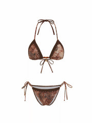 Halter Paisley Lace Bikini with Shell and Beaded Detail