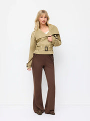High Rise Drawstring Ruffled Flared Trousers