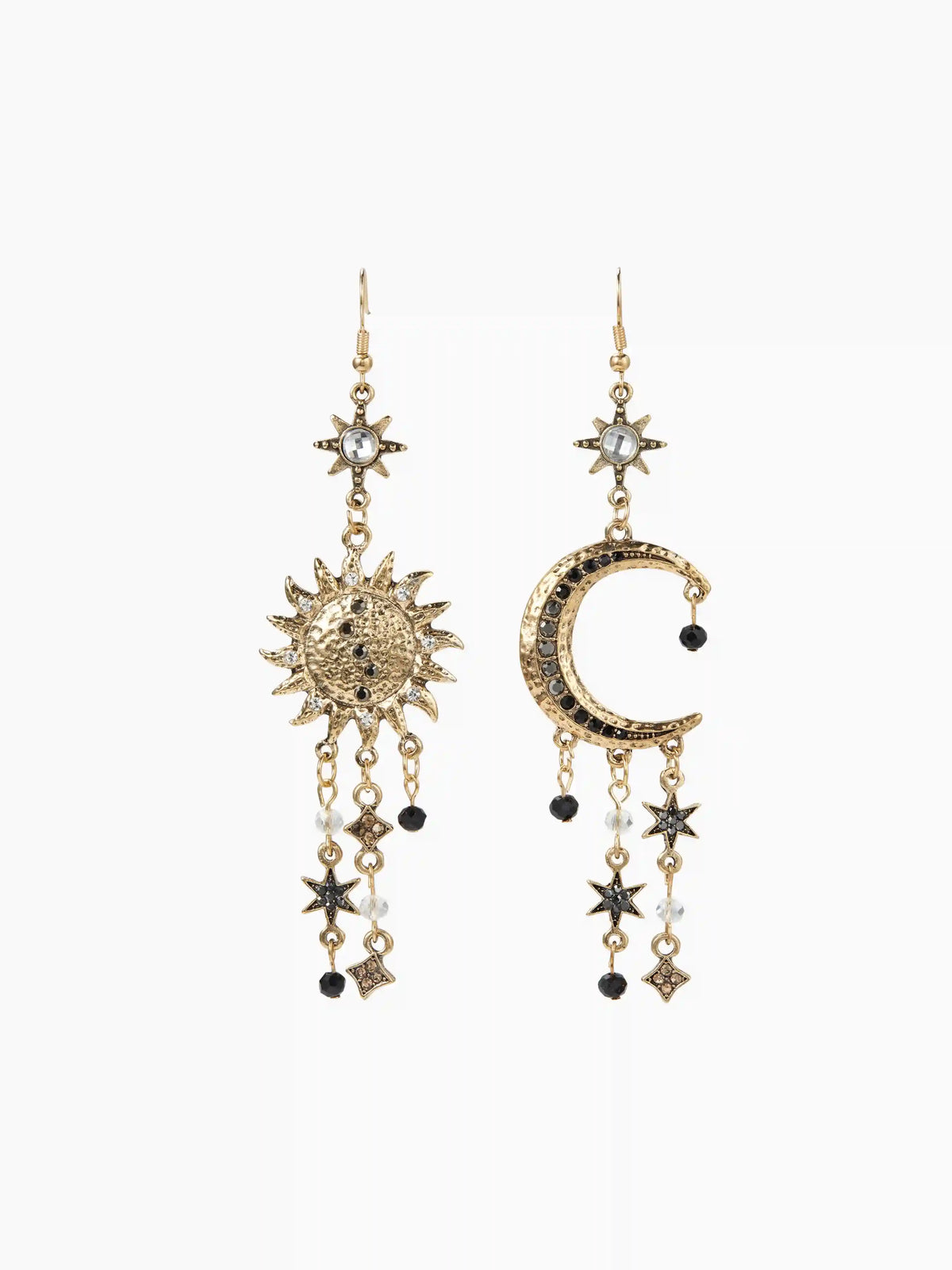 SUN & MOON & STAR & RHINESTONE DECOR EARRINGS