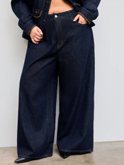 Cider Denim Mid Rise Solid Straight Leg Jeans Curve & Plus