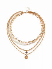 SUN & MOON & EYE PENDANT LAYERED NECKLACE