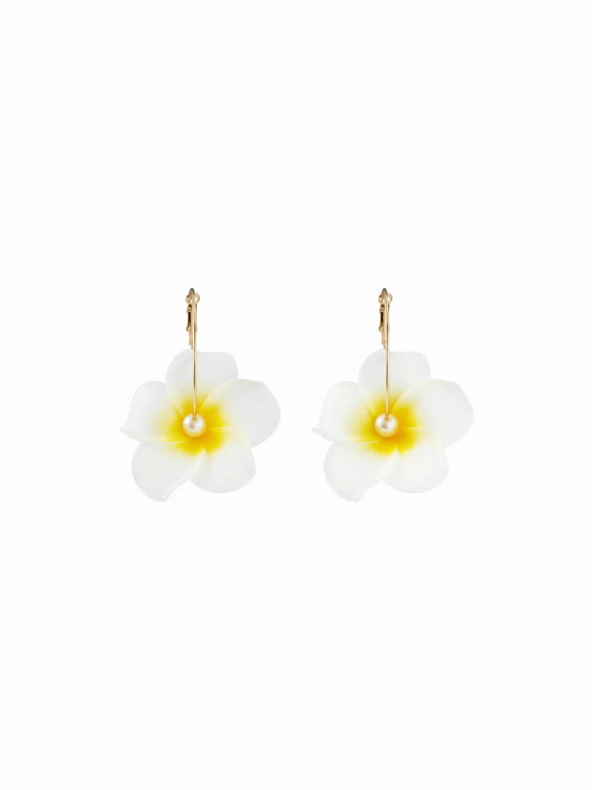 FLOWER & FAUX PEARL HOOP EARRINGS