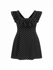 Polka Dot Square Neck Ruffled A-line Mini Dress Curve & Plus